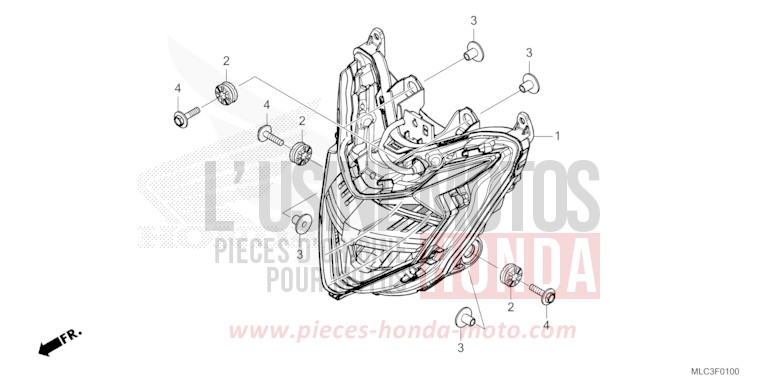 HEADLIGHT for Transalp 750 ROSS WHITE (NH196) from 2023